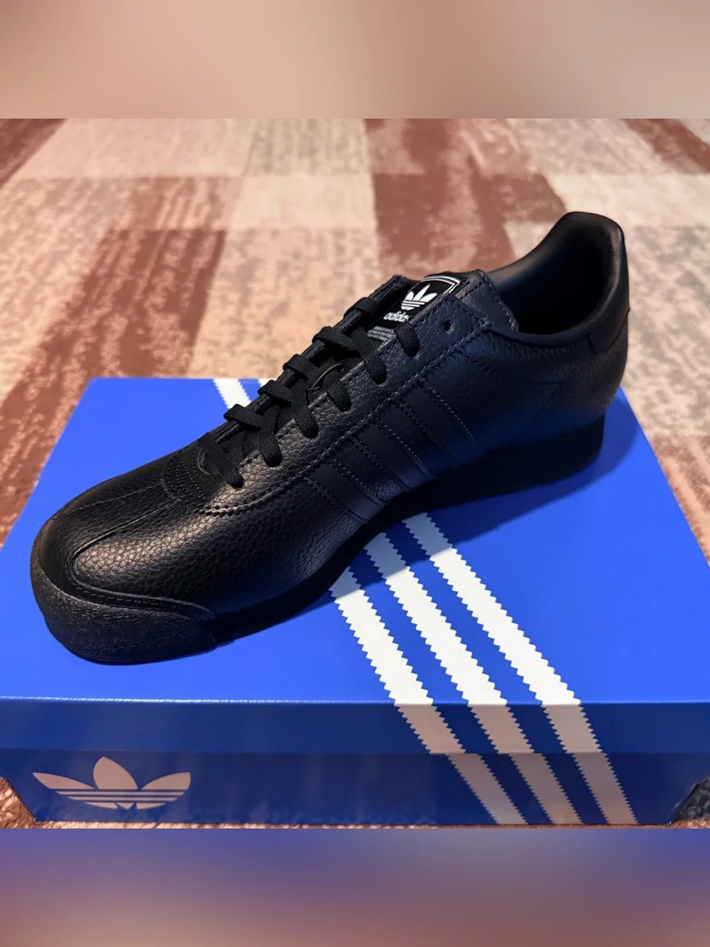 adidas Samoa Men's Black Leather Sneakers